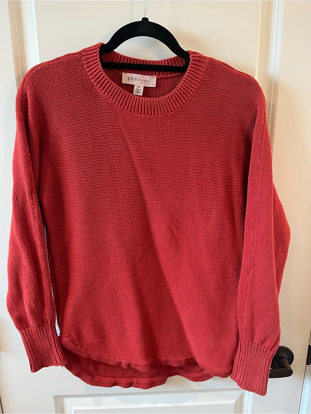 Philosophy Coral-Red Crewneck Knit Sweater